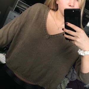 Navy green half sleeve sweater